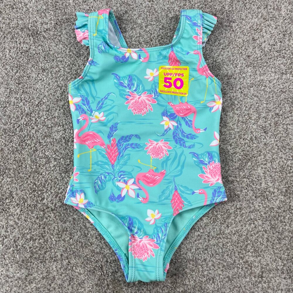 NEW! Adorable Floral Tommy Bahama Toddler one piece swimsuit 18mo.
